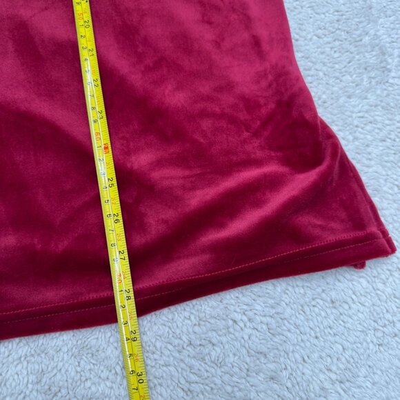 Calvin Klein Women's Red Velour Button-Up Front Stretch LS Shirt, Size L - Picture 8 of 9